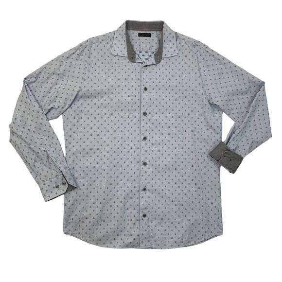 14th & Union Shirt Mens L Large TRIM Fit Sky Blue Cotton Flip Cuff Button Up - Picture 1 of 13